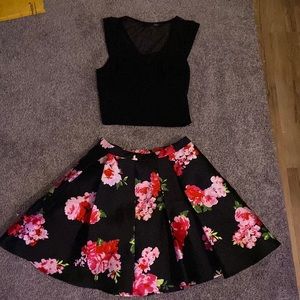 2 pieces floral homecoming dress